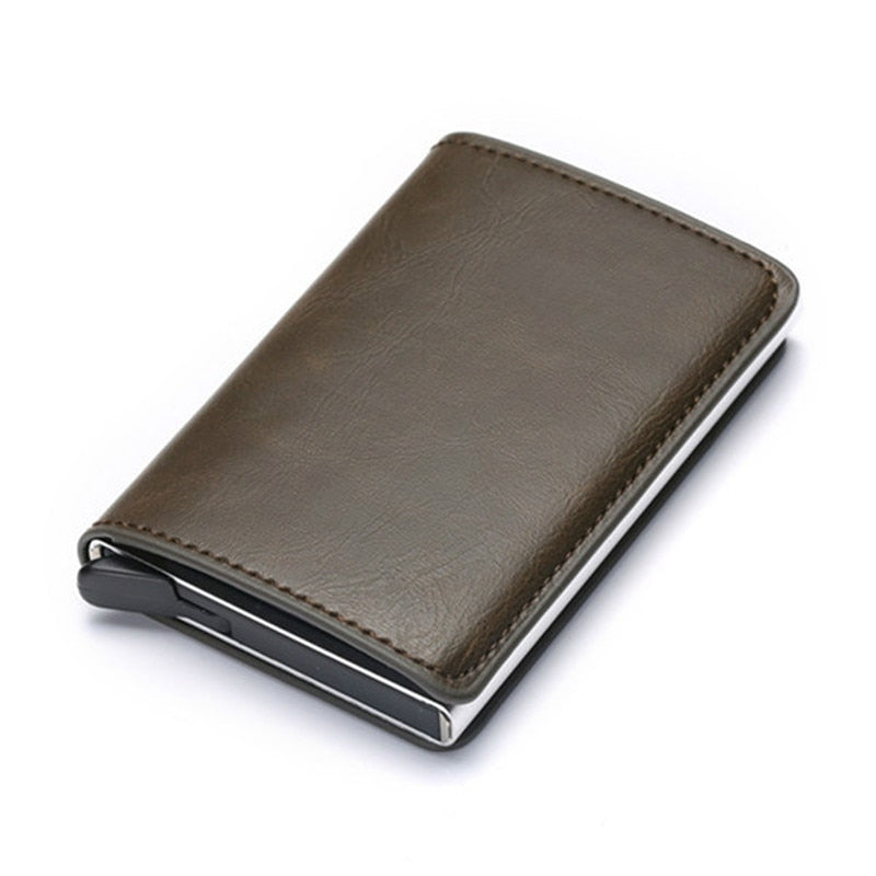 Customized Wallet 2022 Credit Card Holder Men Wallet RFID Aluminium Box Bank Card Holder Vintage Leather Wallet with Money Clips