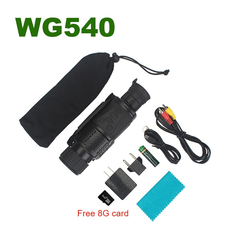 WG540 Infrared Digital Night Vision Monoculars with 8G TF card full dark 5X40 200M range Hunting Monocular Night Vision Device