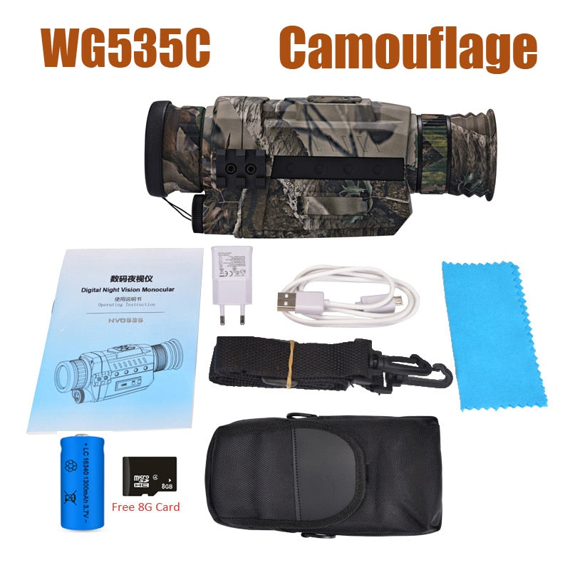 WG540 Infrared Digital Night Vision Monoculars with 8G TF card full dark 5X40 200M range Hunting Monocular Night Vision Device