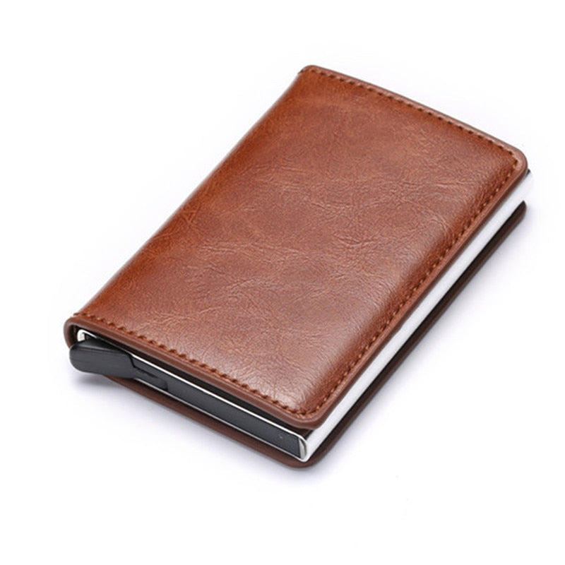 Customized Wallet 2022 Credit Card Holder Men Wallet RFID Aluminium Box Bank Card Holder Vintage Leather Wallet with Money Clips