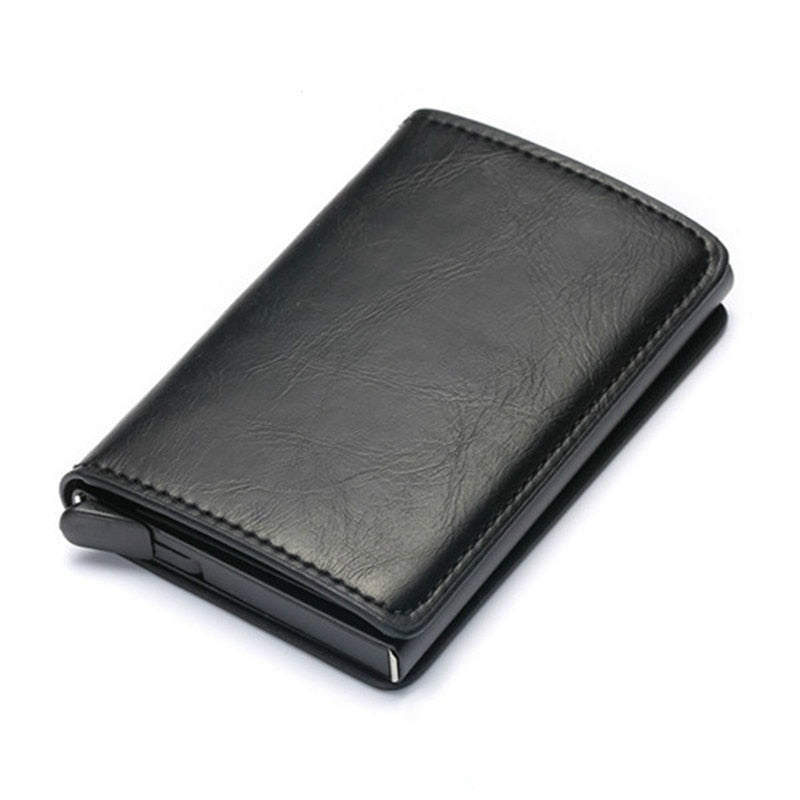 Customized Wallet 2022 Credit Card Holder Men Wallet RFID Aluminium Box Bank Card Holder Vintage Leather Wallet with Money Clips