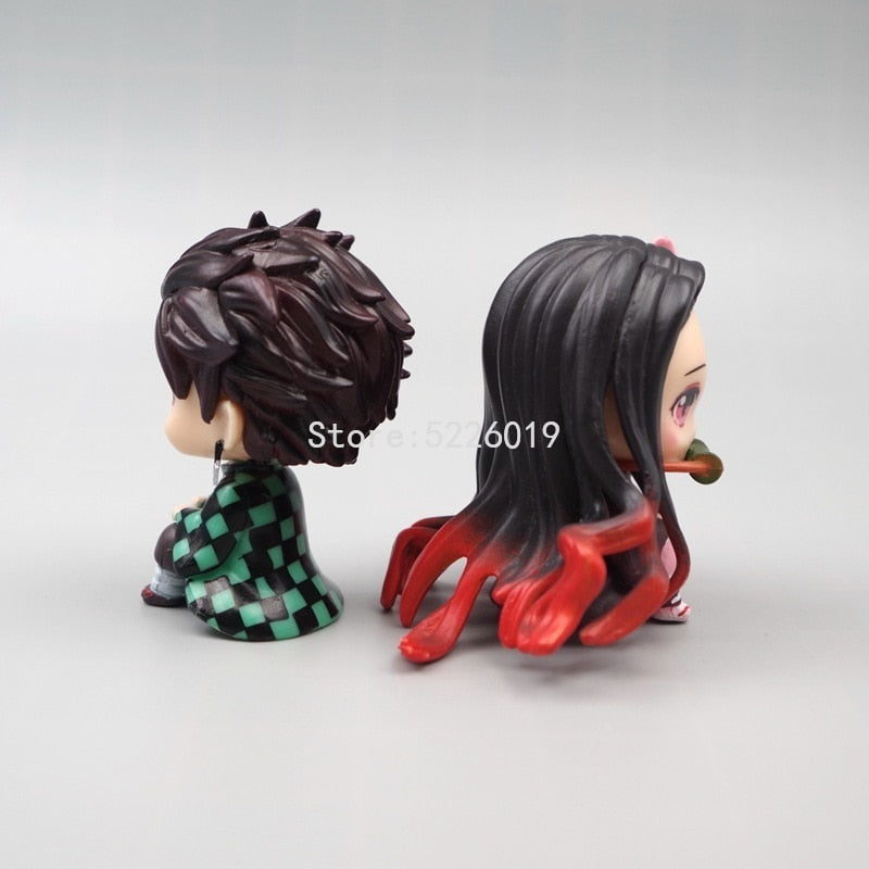 2pcs Anime Kimetsu no Yaiba Figure Toy MH Look Up Demon Slayer Kamado Tanjirou Kamado Nezuko Action Figure Model Doll Toys 6cm