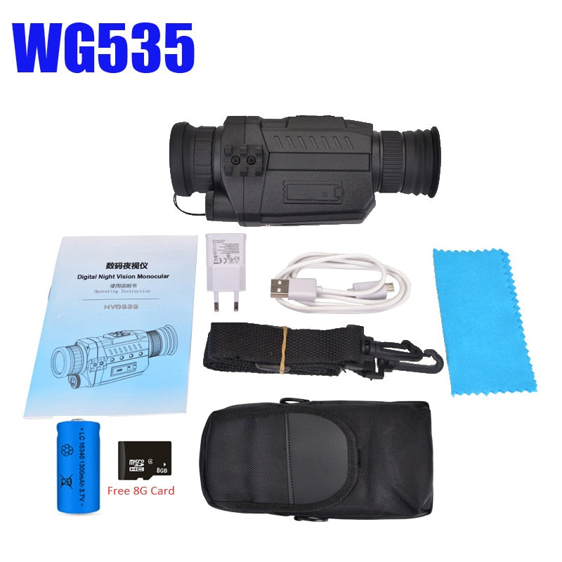 WG540 Infrared Digital Night Vision Monoculars with 8G TF card full dark 5X40 200M range Hunting Monocular Night Vision Device