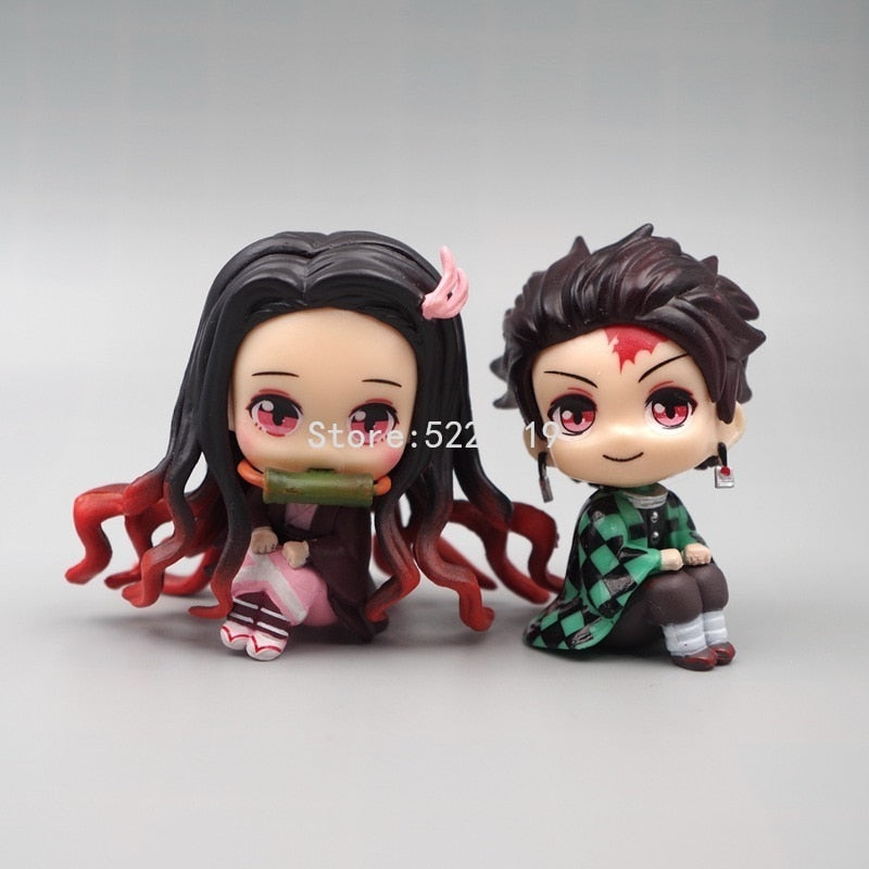 2pcs Anime Kimetsu no Yaiba Figure Toy MH Look Up Demon Slayer Kamado Tanjirou Kamado Nezuko Action Figure Model Doll Toys 6cm